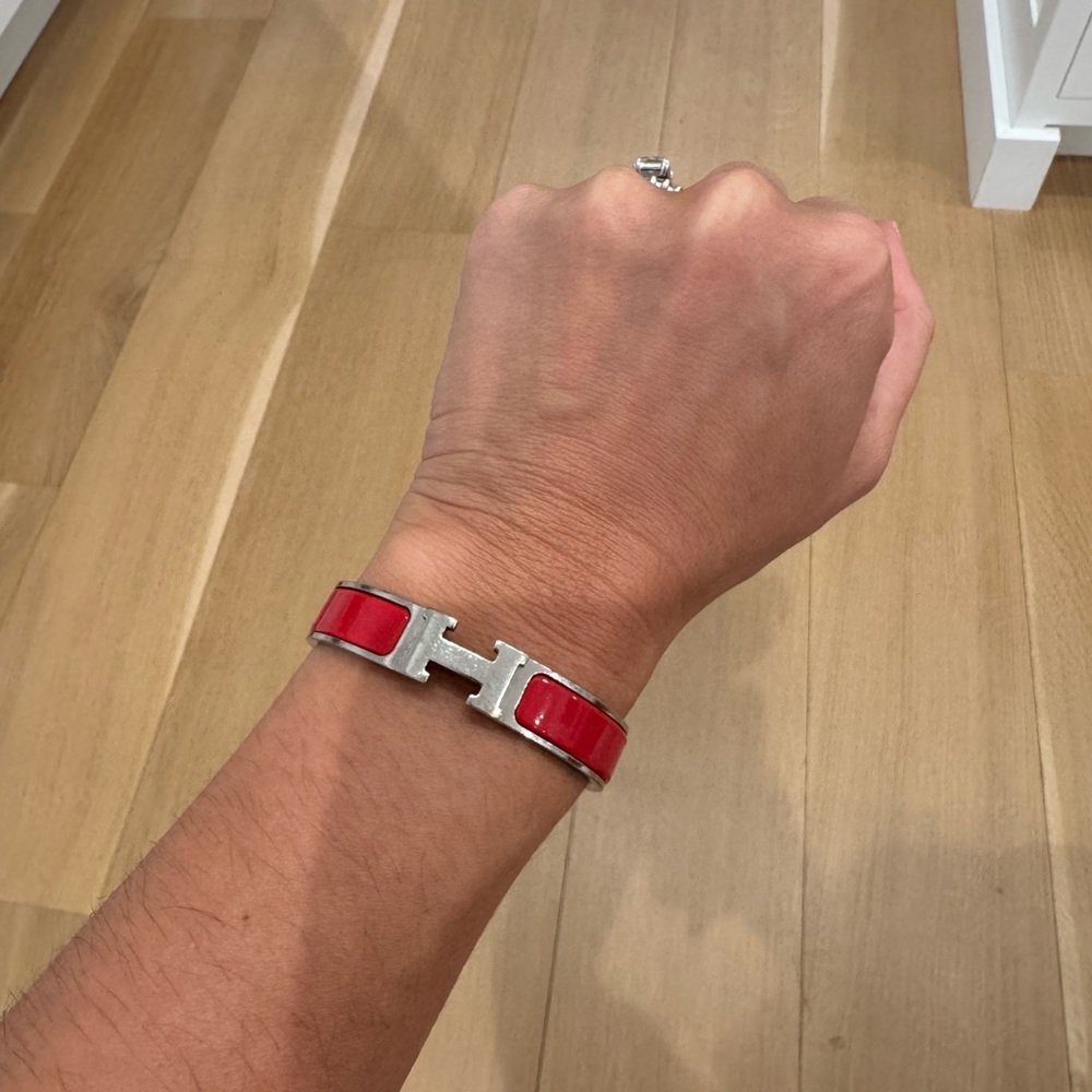 Hermes Red and Silver Bracelet